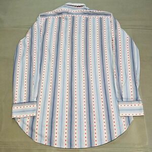 Etro Milano Men Blue Dress Shirt 40/MED Blue Stripe Texture Geometric Italy-XXXX
